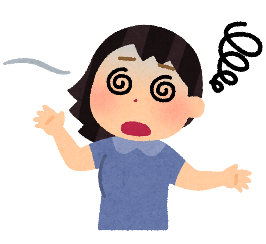 めまいを起こしている女性のイラスト